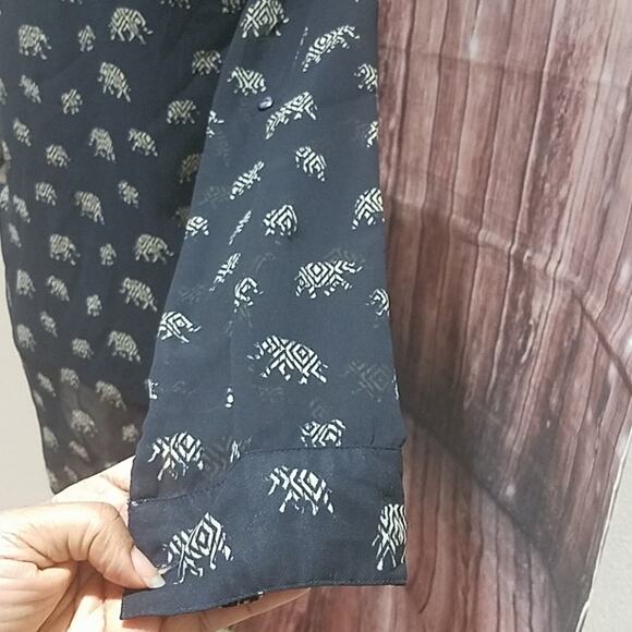 Japna XS Sheer elephant print hi lo top - Picture 4 of 7